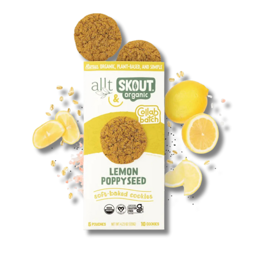 Skout Organic Lemon Poppyseed Soft Baked Cookies (Box of 10 Cookies, 12g Each)