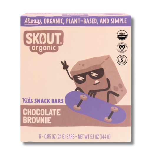 Skout Organic Chocolate Brownie Kids Bars (Box of 6, 24g Each)