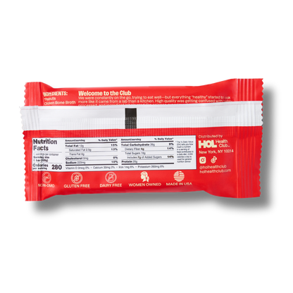 HOL Health Club Peanut Butter Cacao Bone Broth Protein Bar (2.4oz Bar)