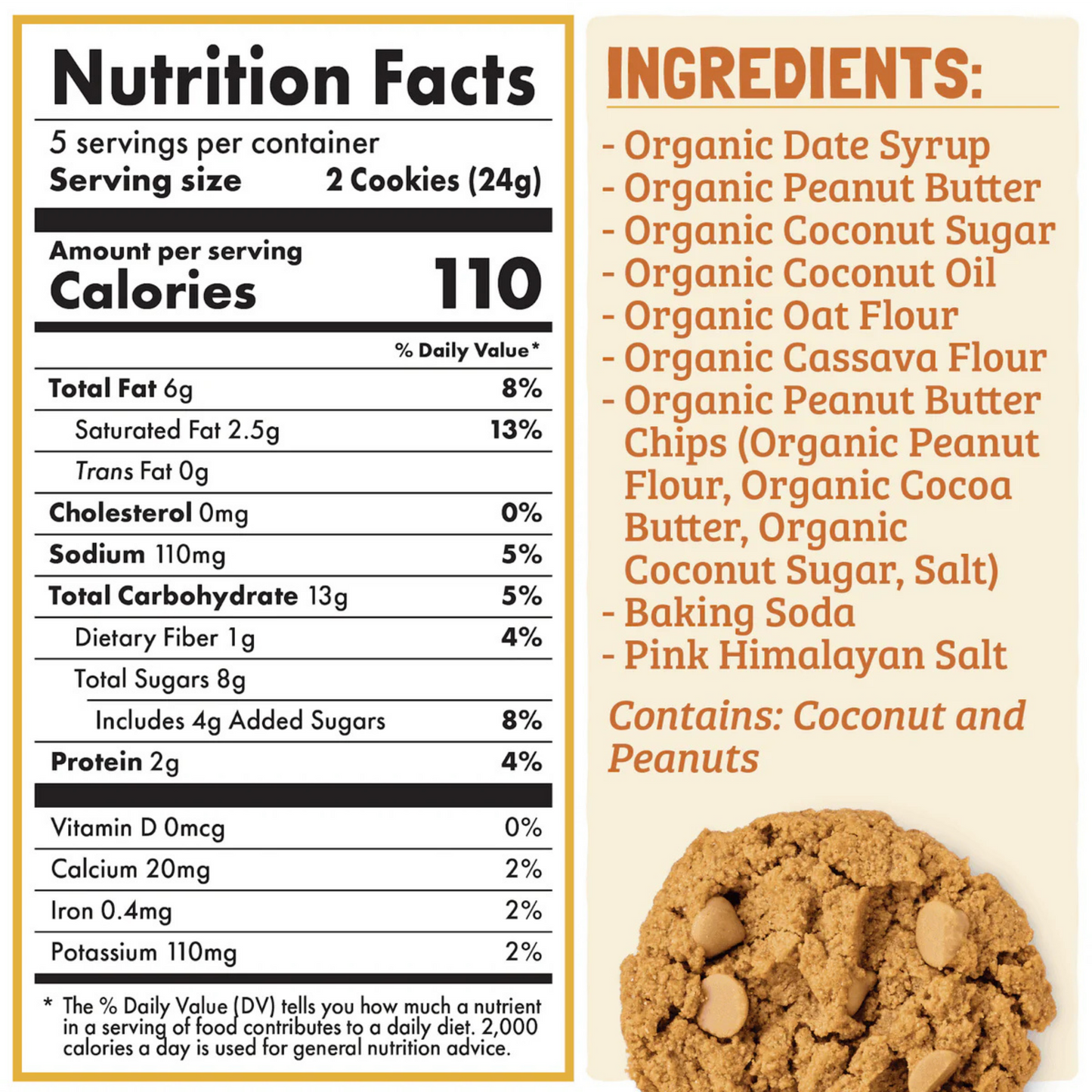 Skout Organic Peanut Butter Soft Baked Cookies (Box of 10 Cookies, 12g Each)