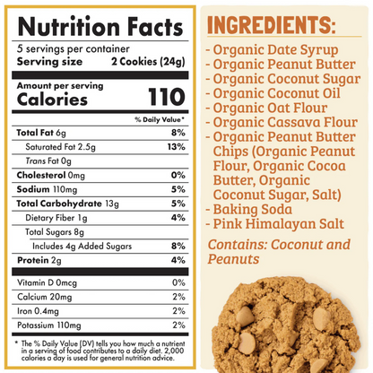 Skout Organic Peanut Butter Soft Baked Cookies (Box of 10 Cookies, 12g Each)