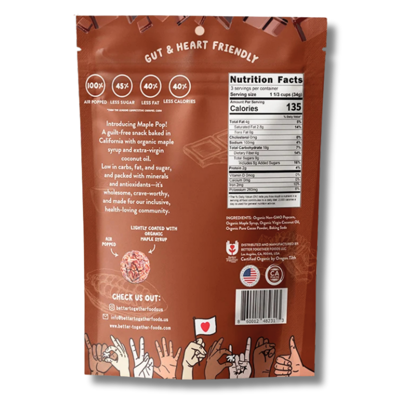 Dark Chocolate Organic Maple Caramel Popcorn (3.6oz Bag)