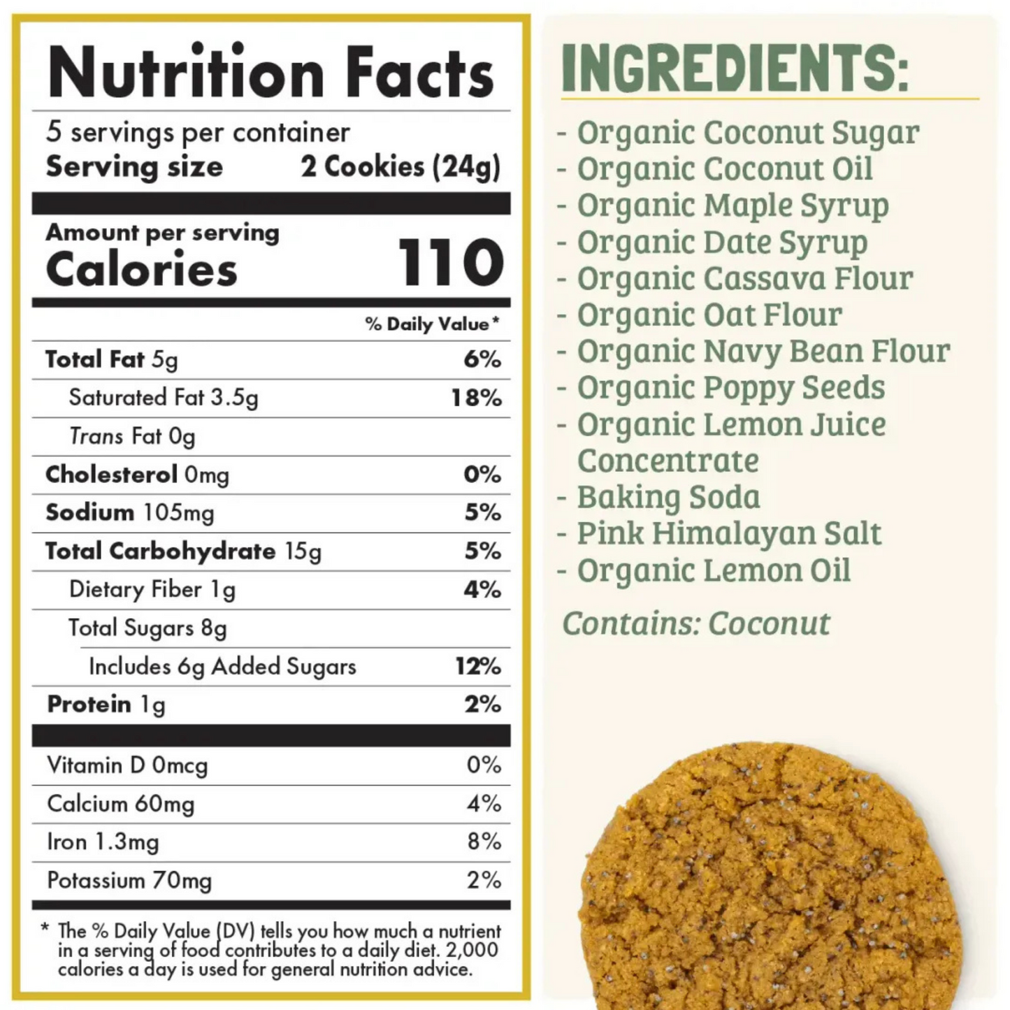 Skout Organic Lemon Poppyseed Soft Baked Cookies (Box of 10 Cookies, 12g Each)