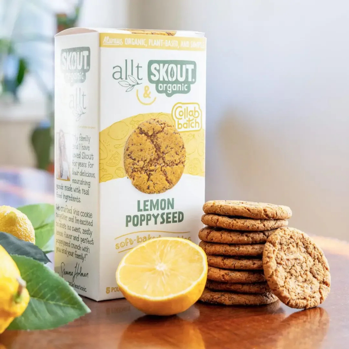 Skout Organic Lemon Poppyseed Soft Baked Cookies (Box of 10 Cookies, 12g Each)