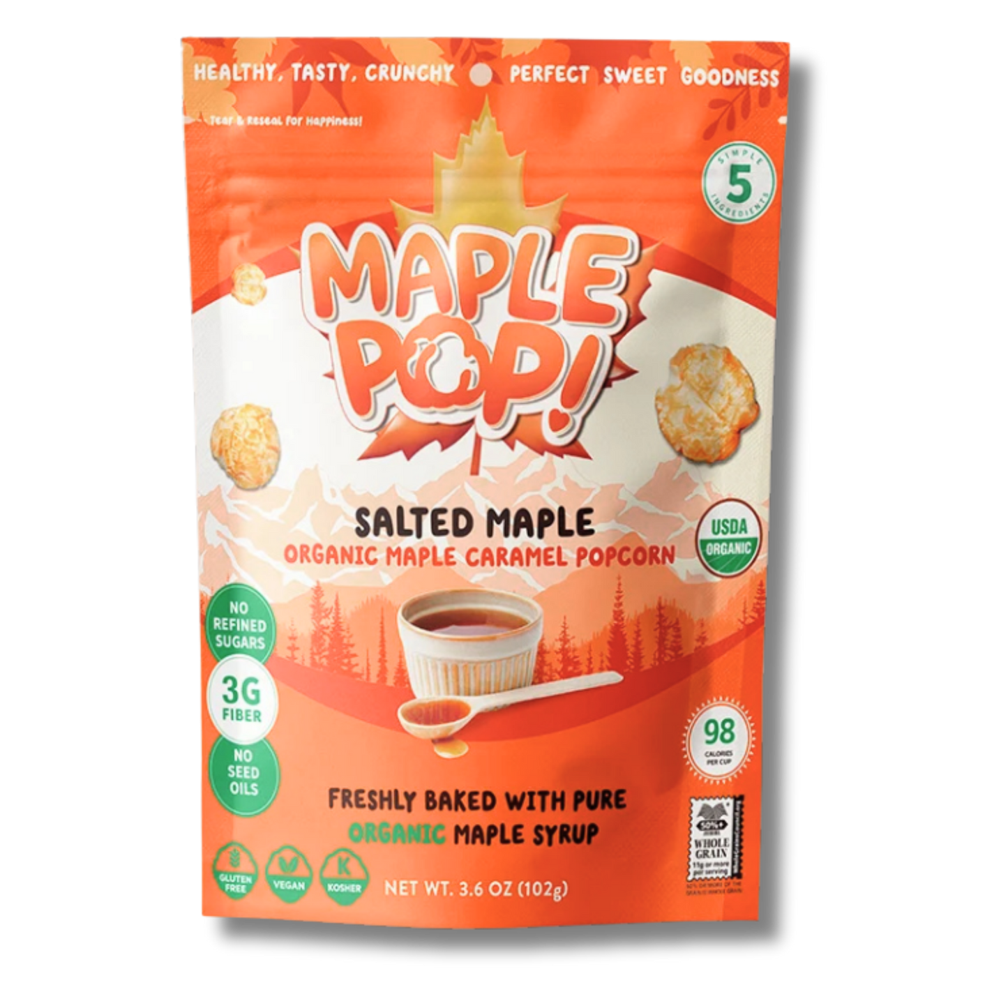 Salted Maple Organic Maple Caramel Popcorn (3.6oz Bag)