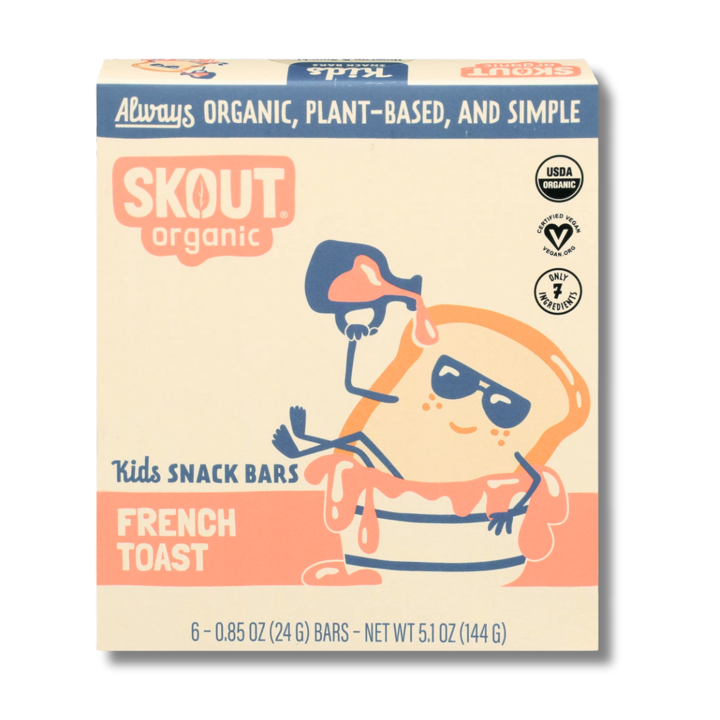 Skout Organic French Toast Kids Bar (Box of 6, 24g Each)