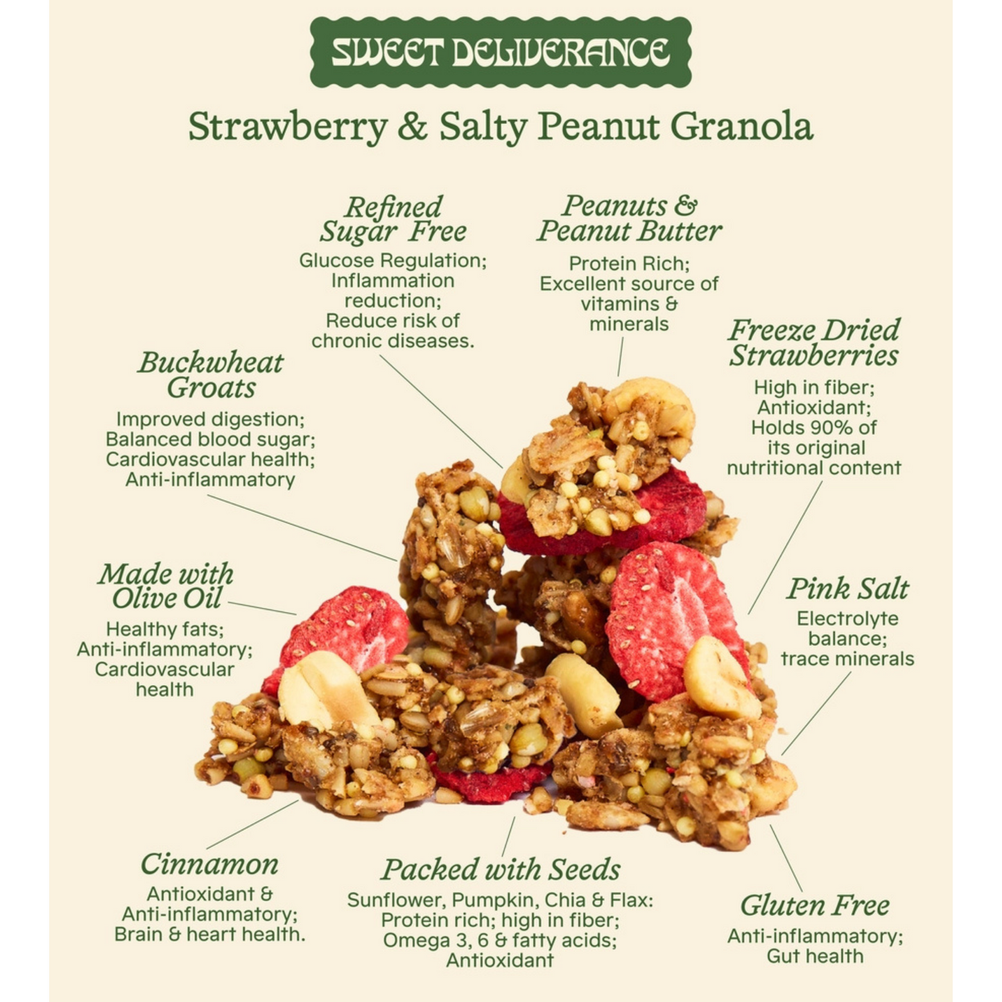 Sweet Deliverance Strawberry & Salty Peanut Granola (2oz Snack Pack)
