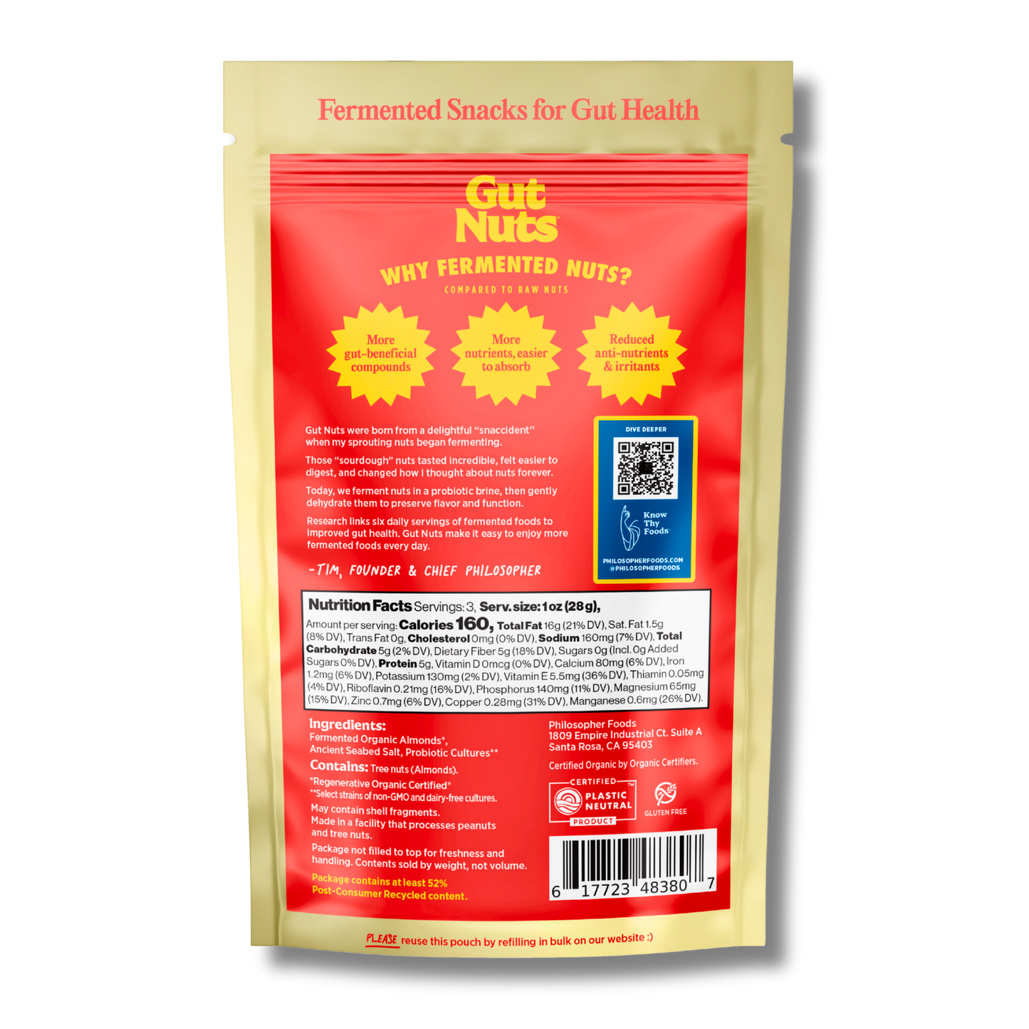 Gut Nuts Fermented Almonds (3oz Bag)