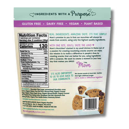 Mom's Munchies Chocolate Chip Almond Butter Cookies (3.6oz Bag)