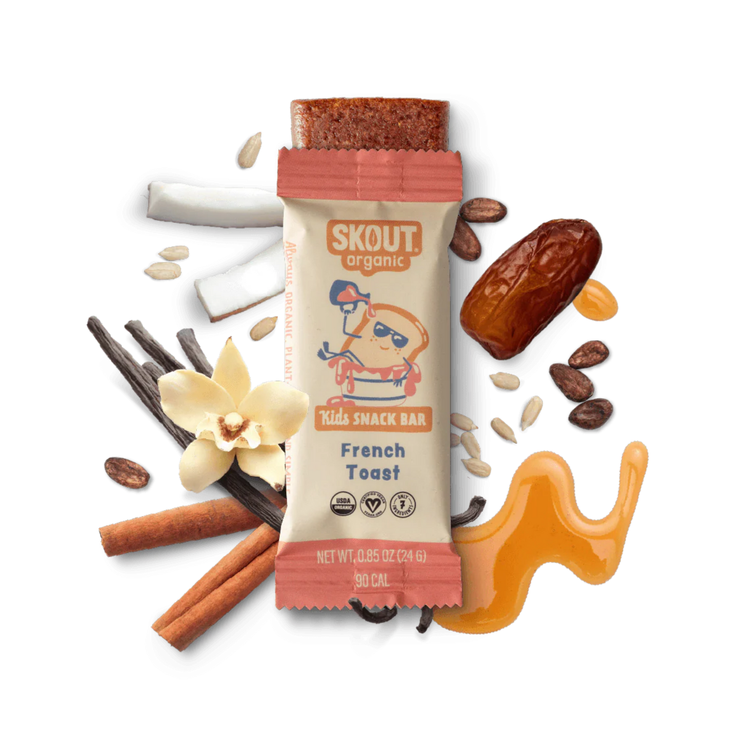 Skout Organic French Toast Kids Bar (Box of 6, 24g Each)