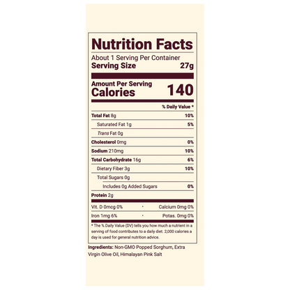 Cob Foods Olive Oil Pink Salt Popped Sorghum (1oz Bag)