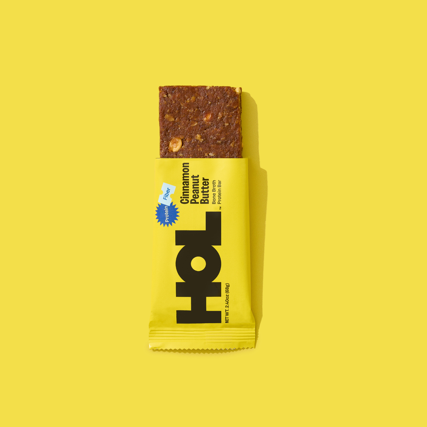 HOL Health Club Cinnamon Peanut Butter Bone Broth Protein Bar (2.4oz Bar)