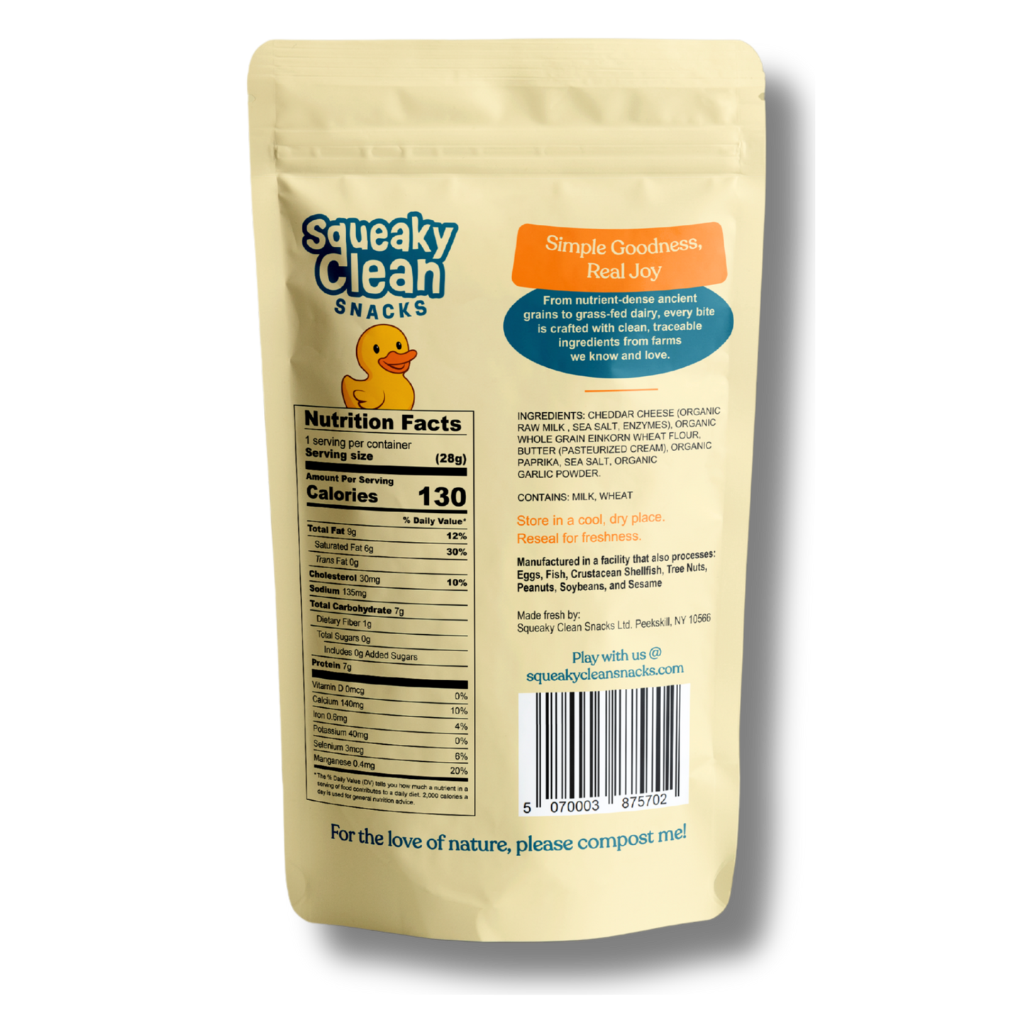 Squeaky Clean Snacks Cheddar Crackers (1oz Bag)
