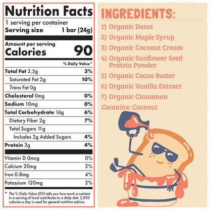 Skout Organic French Toast Kids Bar (Box of 6, 24g Each)