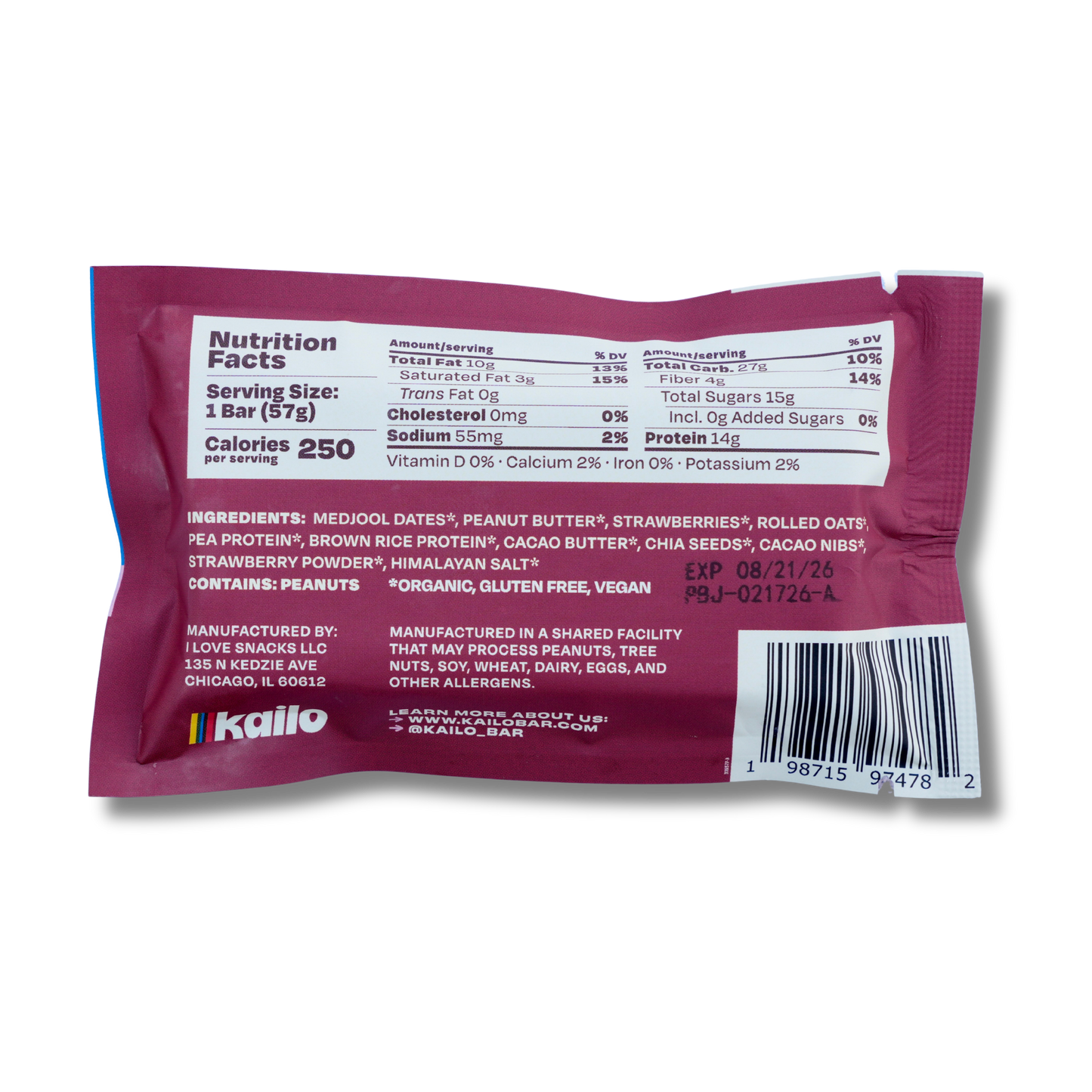 Kailo Peanut Butter & Jelly Plant Based Protein Bar (2oz Bar)