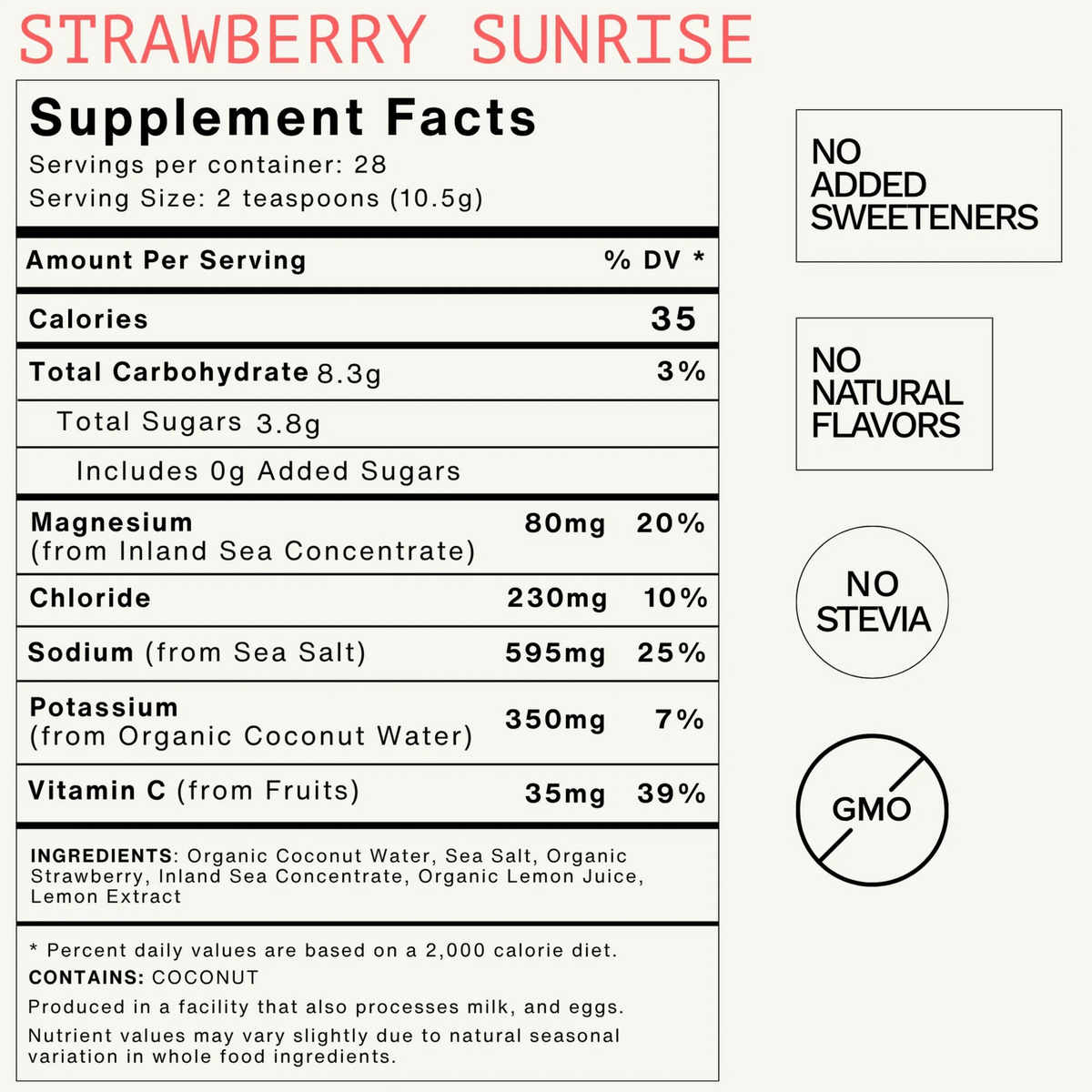 Strawberry Sunrise Real-Food Electrolyte Drink Mix (28-Serving Bag)