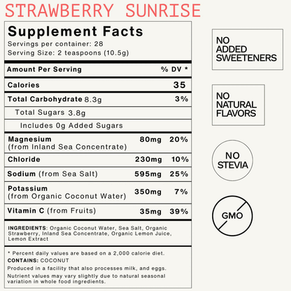 Strawberry Sunrise Real-Food Electrolyte Drink Mix (28-Serving Bag)