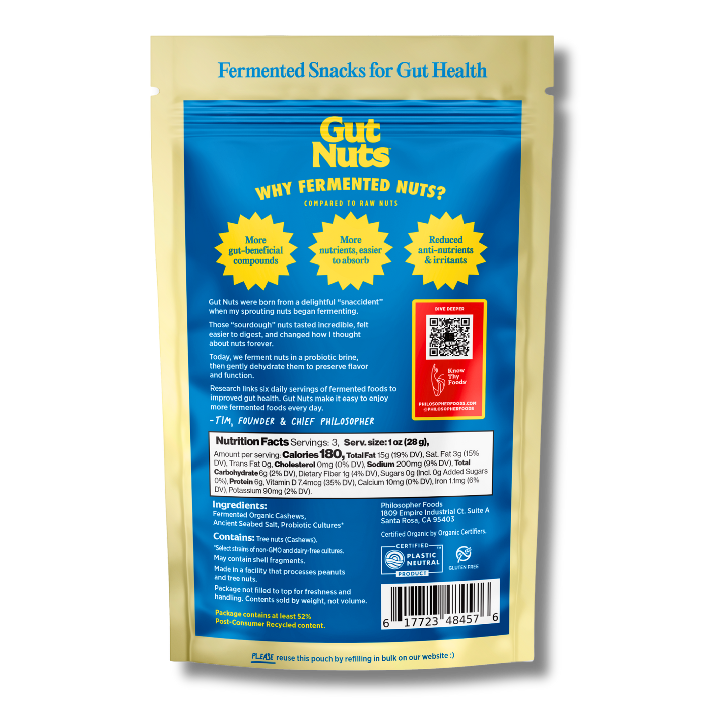 Gut Nuts Fermented Cashews (3oz Bag)