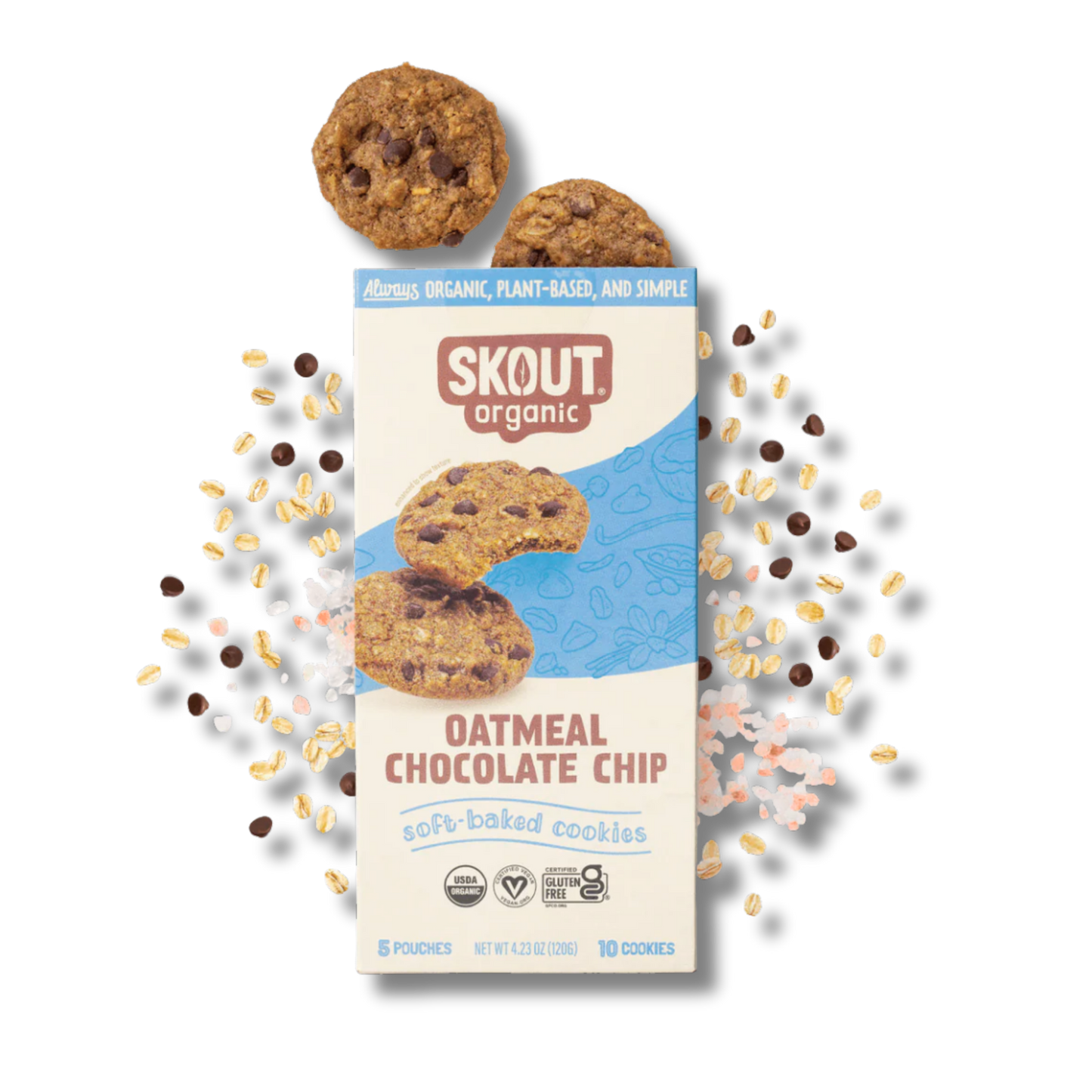 Skout Organic Chocolate Chip Soft Baked Cookies (Box of 10 Cookies, 12g Each)