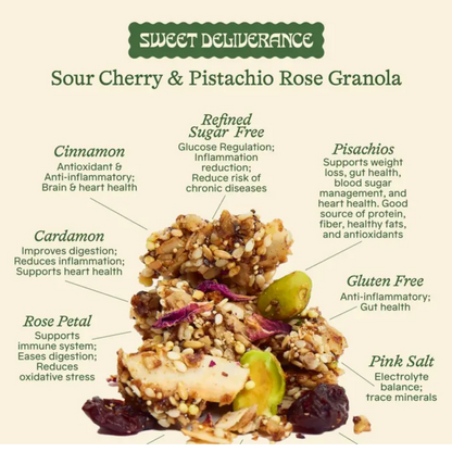 Sweet Deliverance Sour Cherry & Pistachio Rose Granola (2oz Snack Pack)