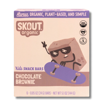 Skout Organic Chocolate Brownie Kids Bars (Box of 6, 24g Each)