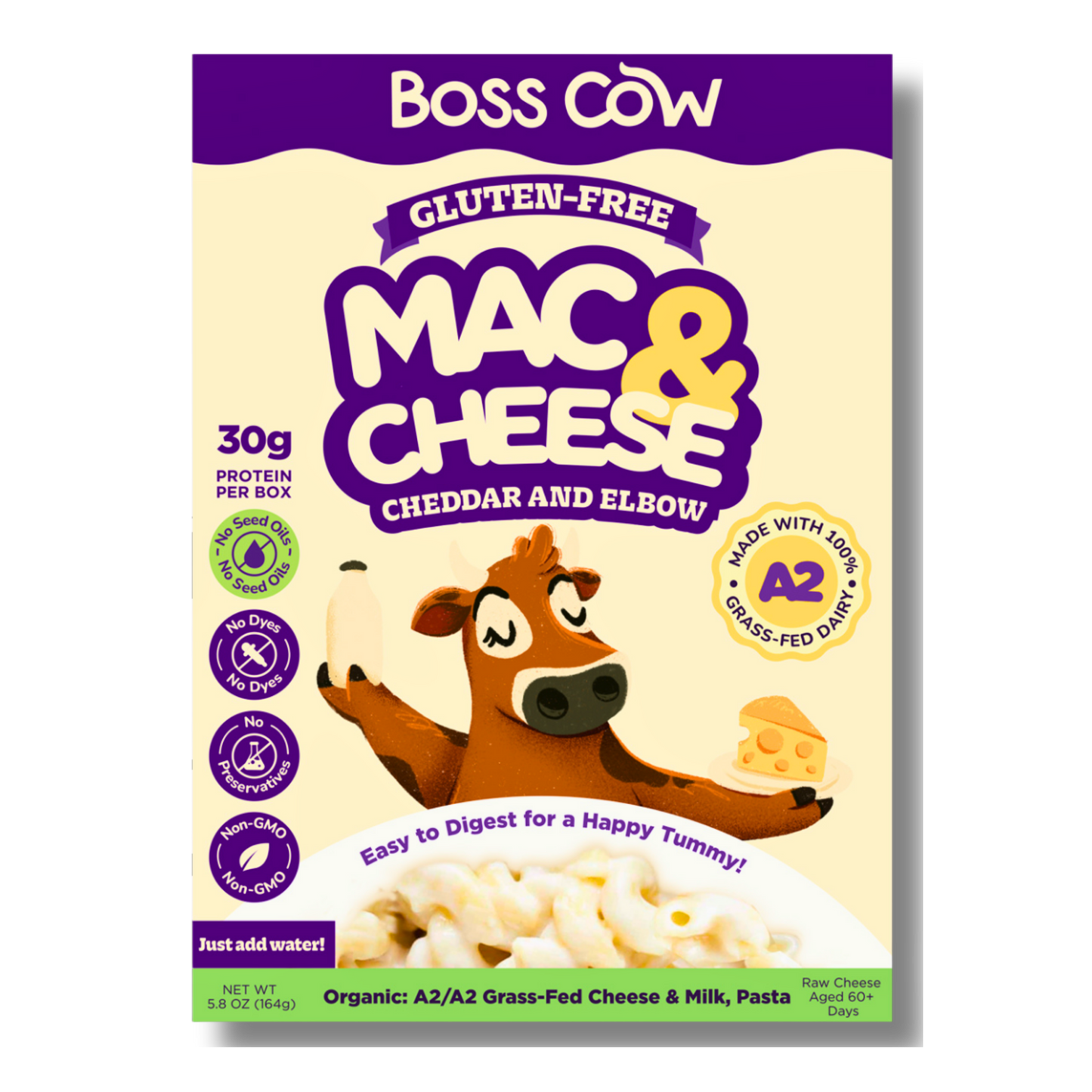 Boss Cow Gluten-Free A2/A2 Mac & Cheese (5.8oz Box)