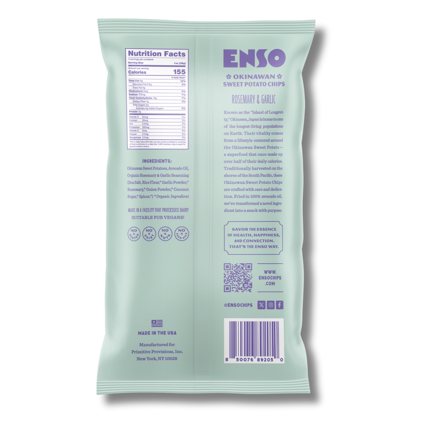 Enso Rosemary & Garlic Okinawan Sweet Potato Chips (3oz Bag)