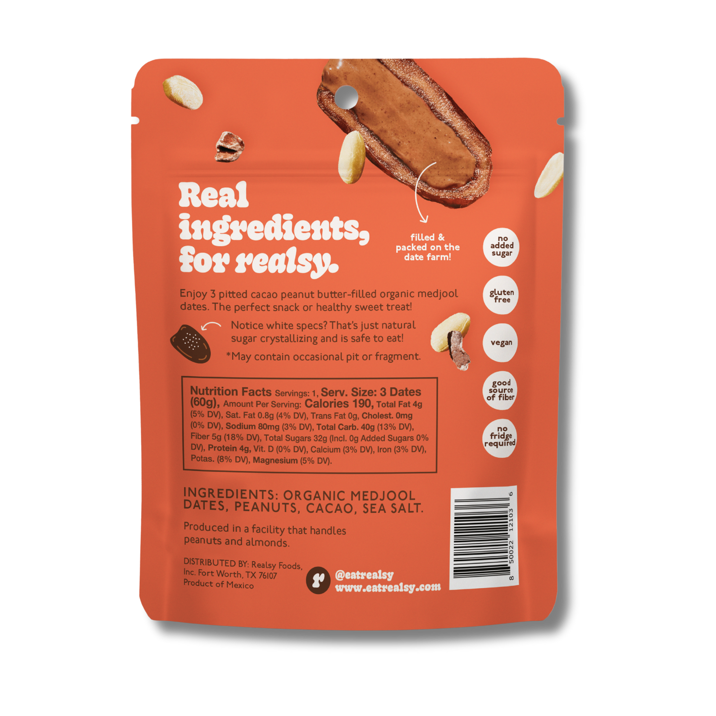 Realsy Chocolate Peanut Butter Dates (2.1oz Bag)