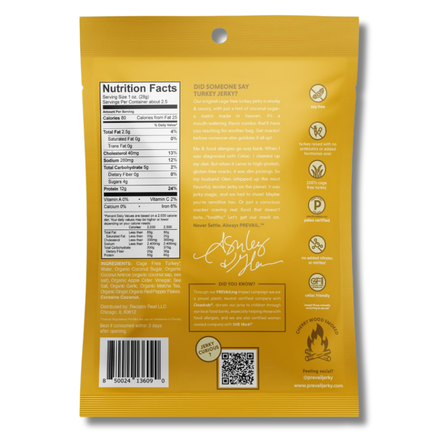 Prevail Original Turkey Jerky (2.25oz Bag)