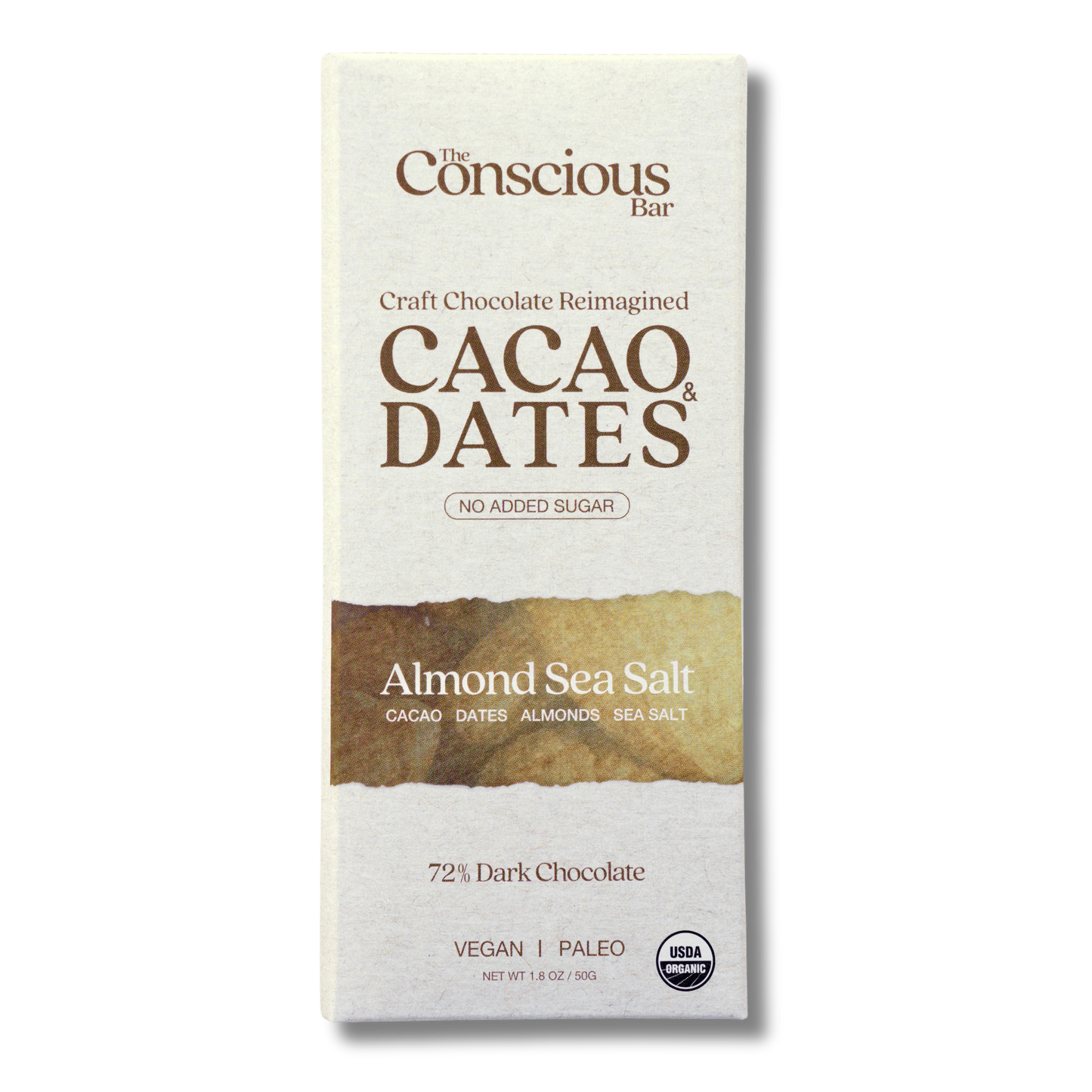 The Conscious Bar Almond Sea Salt Dark Chocolate (1.8oz Bar)