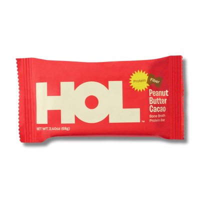 HOL Health Club Peanut Butter Cacao Bone Broth Protein Bar (2.4oz Bar)