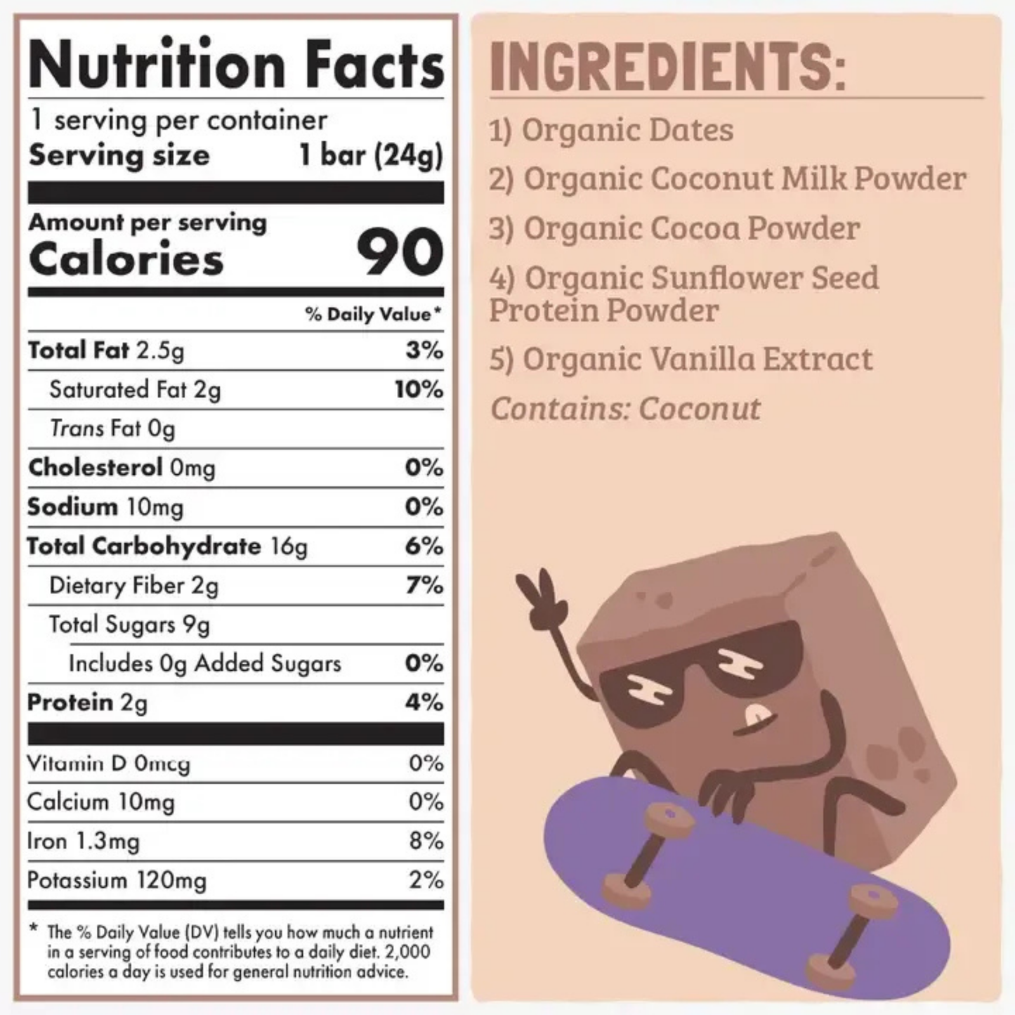Skout Organic Chocolate Brownie Kids Bars (Box of 6, 24g Each)