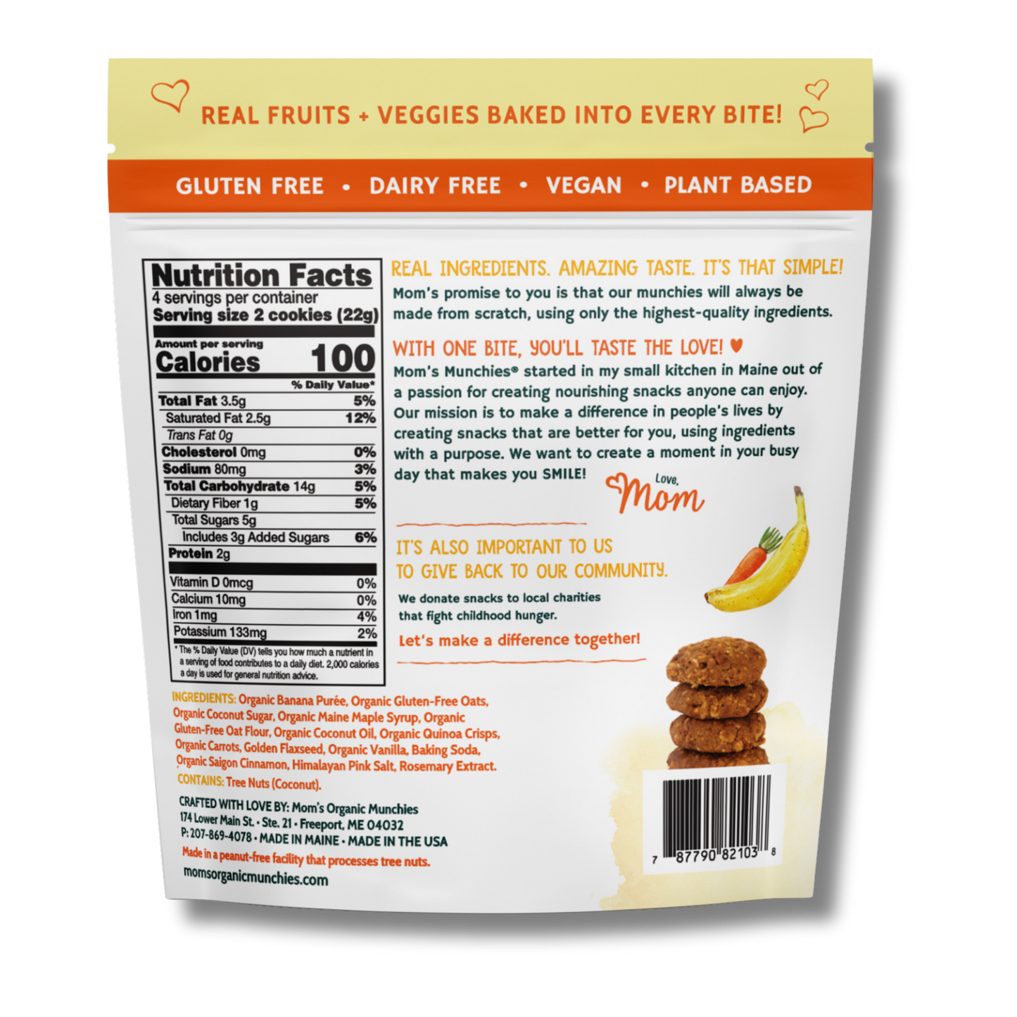 Mom's Munchies Banana Carrot Cookies (3.2oz Bag)
