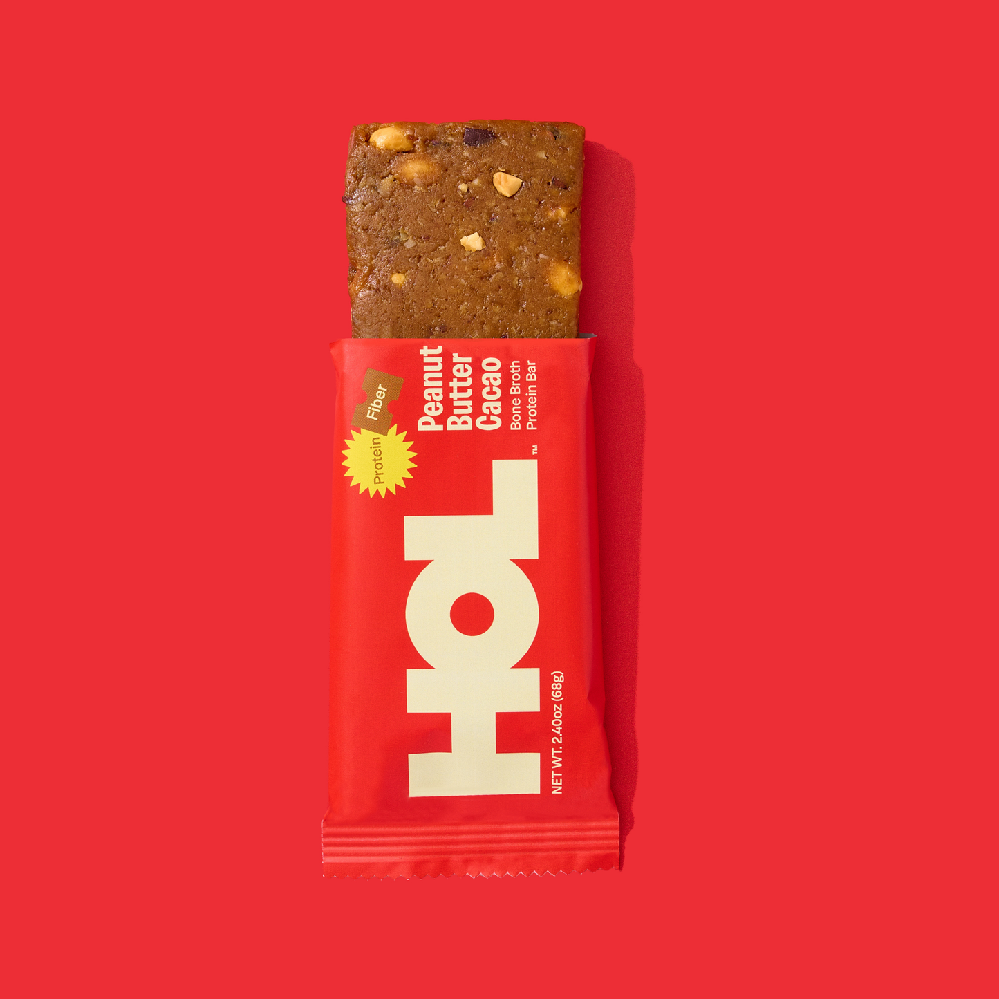 HOL Health Club Peanut Butter Cacao Bone Broth Protein Bar (2.4oz Bar)