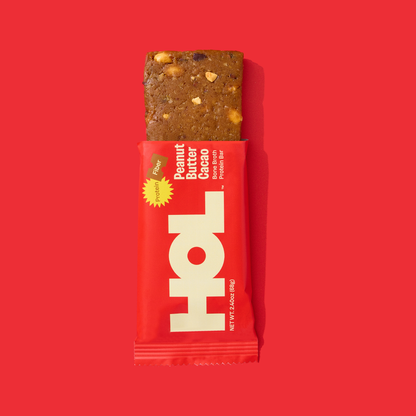HOL Health Club Peanut Butter Cacao Bone Broth Protein Bar (2.4oz Bar)