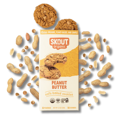 Skout Organic Peanut Butter Soft Baked Cookies (Box of 10 Cookies, 12g Each)