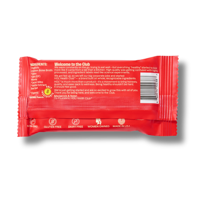 HOL Health Club Peanut Butter Cacao Bone Broth Protein Bar (2.4oz Bar)